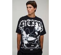 Men's Oversized Gothic Dove Over The Seams Print T-Shirt | Black | Size 3X-Large | BOOHOOMAN
