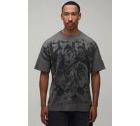Men's Oversized Gothic Over The Seams Print T-Shirt | Charcoal | Size Medium | BOOHOOMAN