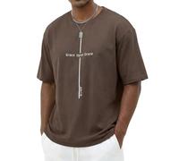 Mens Oversized Graphic T-Shirts Christian Faith Jesus Religious God Tee Top, Brown, Large