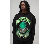 Men's Oversized Grateful Dead License Printed Hoodie | Black | Size X-Small | BOOHOOMAN