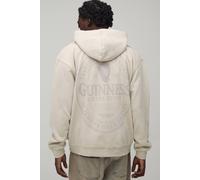 Men's Oversized Guinness License Printed Hoodie | Stone | Size Large | boohooMAN