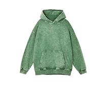 Mens Oversized Hoodies, Acid Wash Hoodie Vintage Heavyweight Sweatshirt Casual Pullover Hoody Tops Long Sleeve Loose Fit Streetwear Classic Fashion Y2K Hiphop Clothing Green