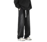 Mens Oversized Jeans Denim Baggy Jeans Men Wide Legs Streetwear Loose Fit Pants Y2K Hip Hop Trousers Straight Leg Pants Drawstring Denim Trousers Lightweight Washed Sweatpants Skateboard Wear