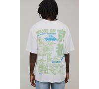 Men's Oversized Kyoto Floral Graphic T-Shirt | White | Size Large | BOOHOOMAN