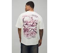 Men's Oversized Kyoto Mountain Graphic T-Shirt | Ecru | Size 4X-Large | BOOHOOMAN