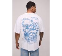 Men's Oversized Kyoto Mountain Graphic T-Shirt | White | Size Large | BOOHOOMAN