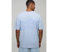 Men's Oversized Limited Edition Gloss Print T-Shirt | Pale Blue | Size Small | BOOHOOMAN
