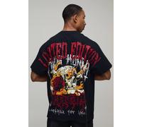 Men's Oversized Limited Edition Over The Seams Print T-Shirt | Black | Size X-Small | BOOHOOMAN