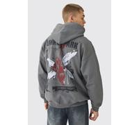Men's Oversized Linkin Park Wash License Hoodie | Charcoal | Size X-Large | BOOHOOMAN
