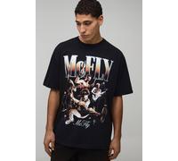 Men's Oversized McFly License Printed T-Shirt | Black | Size Small | BOOHOOMAN