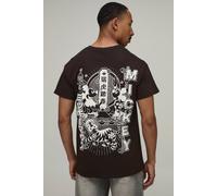 Men's Oversized Mickey Oriential License Print T-Shirt | Chocolate | Size Medium | BOOHOOMAN