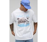 Men's Oversized Monte Carlo Print T-Shirt | White | Size 4X-Large | BOOHOOMAN
