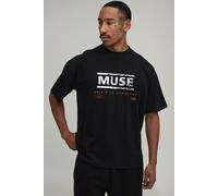 Men's Oversized Muse Symmetry License Print T-Shirt | Black | Size 2X-Large | BOOHOOMAN