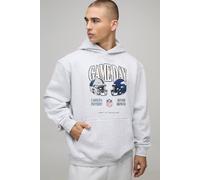 Men's Oversized NFL Broncos X Panthers License Printed Hoodie | Ash Grey | Size Medium | BOOHOOMAN