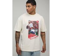 Men's Oversized NFLPA Patrick Mahomes License Printed T-Shirt | Ecru | Size X-Large | boohooMAN