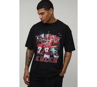 Men's Oversized NFLPA Travis Kelce License Printed T-Shirt | Black | Size 2X-Large | BOOHOOMAN