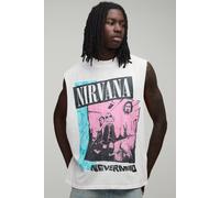 Men's Oversized Nirvana Acid Wash License Print Tank | White | Size Medium | BOOHOOMAN