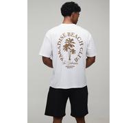 Men's Oversized Paradise Beach Club Palm Tree T-Shirt & Shorts Set | White | Size Medium | BOOHOOMAN