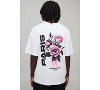 Men's Oversized Paris Floral Print T-Shirt | White | Size Medium | BOOHOOMAN