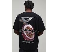 Men's Oversized Passion Fruit Graphic T-Shirt | Black | Size Small | BOOHOOMAN