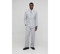 Men's Oversized Pinstripe Double Breasted Suit Jacket | Grey | Size 40 | BOOHOOMAN