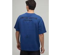 Men's Oversized Raised Limited Text T-Shirt | Navy | Size 4X-Large | BOOHOOMAN