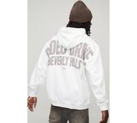 Men's Oversized Rodeo Over The Seams Print Hoodie | White | Size Large | boohooMAN