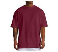 Men's Oversized Round Neck T-Shirts - Short Sleeve T-Shirts Solid Color Casual Basic Top Classic Chic Simple Fit Everyday Streetwear Loose Top for Holiday