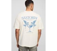 Men's Oversized Santorini Sunset Renaissance T-Shirt | Ecru | Size Large | BOOHOOMAN