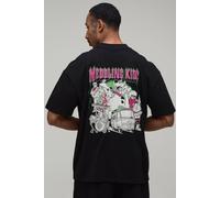Men's Oversized Scooby Doo Meddling Kids License Print T-Shirt | Black | Size X-Small | BOOHOOMAN