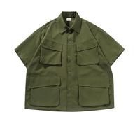 Men's Oversized Short Sleeve Turn-Down Collar Men's Shirt Summer Shirt Lightweight Casual Shirts Men Summer Outfit Beach Shirt Regular Fit Business Shirt Plain Basic Shirt, Green, M