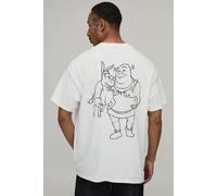 Men's Oversized Shrek Ogre License Print T-Shirt | White | Size Medium | BOOHOOMAN
