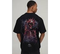 Men's Oversized Skeleton Worldwide Large Scale Print T-Shirt | Black | Size X-Large | BOOHOOMAN