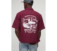 Mens Oversized Spring Valley Embroidered Check Shirt, Red XL