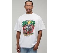 Men's Oversized Stereo Print T-Shirt | White | Size Large | BOOHOOMAN