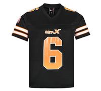 Mens Oversized T-Shirt American Football Style Top Jersey 100% Polyester Team Shirt (Black and Orange, 3XL)