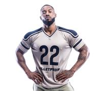 Mens Oversized T-Shirt American Football Style Top Jersey 100% Polyester Team Shirt (Grey and Navy, Medium)