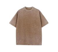 Men's Oversized T-Shirts Cotton Unisex Short Sleeves Casual Loose Wash Solid Basic Tee Tops（TCoffee-L）