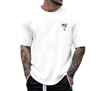 Men's Oversized T Shirts Men's Top Loose Long Top Men's Casual Theme Clothing Basic Tops Vintage Coconut Tree Print Streetwear T Shirt Light Green Khaki Black, White-a, XL