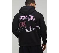 Men's Oversized The Cure License Printed Hoodie | Black | Size 4X-Large | BOOHOOMAN
