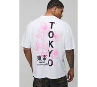 Men's Oversized Tokyo Floral Print T-Shirt | White | Size 3X-Large | BOOHOOMAN