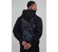 Men's Oversized Tonal Tiger Puff Print Hoodie | Black | Size 4X-Large | BOOHOOMAN