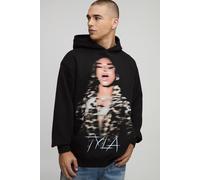 Men's Oversized Tyla License Printed Hoodie | Black | Size Medium | BOOHOOMAN