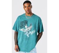 Men's Oversized Washed Dove Graphic T-Shirt | Green | Size 3X-Large | BOOHOOMAN