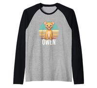 Mens Owen - Cute Boy Name with Cute Lion Raglan Baseball Tee