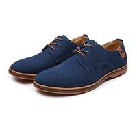 Mens Oxford Classic Suede Leather Shoes,Business Shoes Mens Dress Suit Jacket Wedding Lace Up Leather Oxford Uniform Vintage Formal Office Summer Brogue Slip-On Loafers Blue