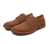 Mens Oxford Classic Suede Leather Shoes,Business Shoes Mens Dress Suit Jacket Wedding Lace Up Leather Oxford Uniform Vintage Formal Office Summer Brogue Slip-On Loafers Khaki