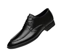 Mens Oxford Dress Shoes French Leather Fashion Lace Up Business Working Office Rubber Sole Slip Shoe Cap Toe Design Uniform(Negro,7.5 UK)