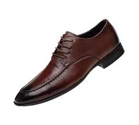 Mens Oxford Dress Shoes French Leather Fashion Lace Up Business Working Office Rubber Sole Slip Shoe Cap Toe Design Uniform(Marrone,5 UK)