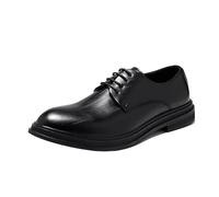 Mens Oxford Dress Shoes Genuine Leather Lace Up Plain Toe Non Slip Sole Prom Formal Working Comfortable(Negro,8 UK)